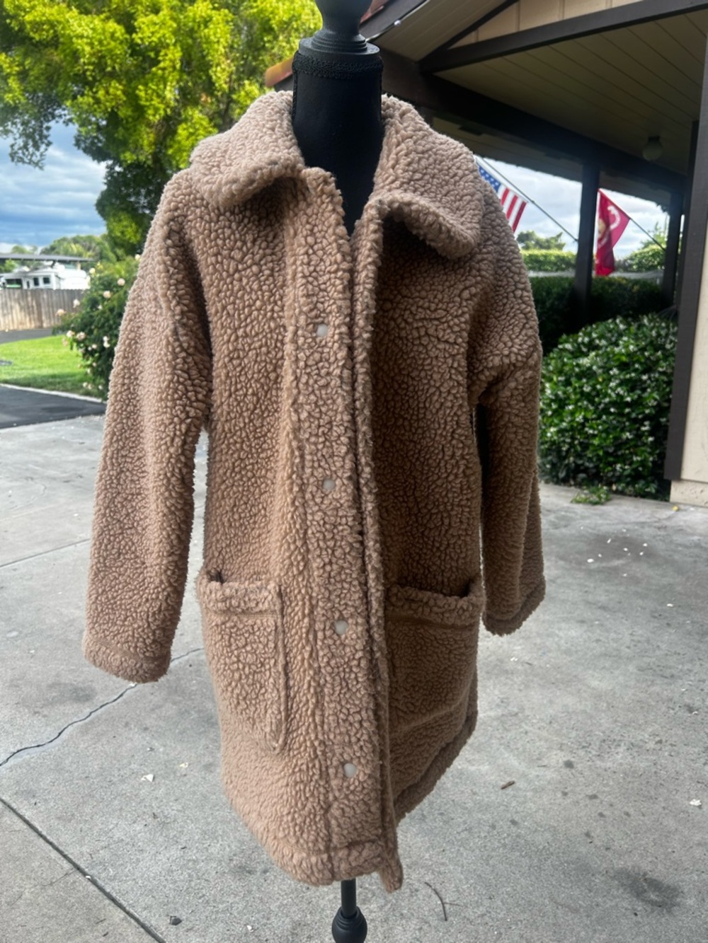 Outerknown woodland Cozy Teddy Sherpa snap button Coat
